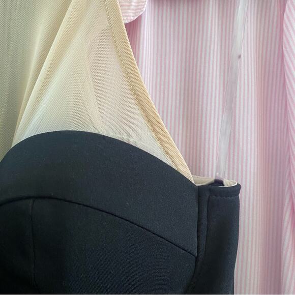 NEW Entry bodycon black dress with nude mesh acccents - Picture 3 of 8